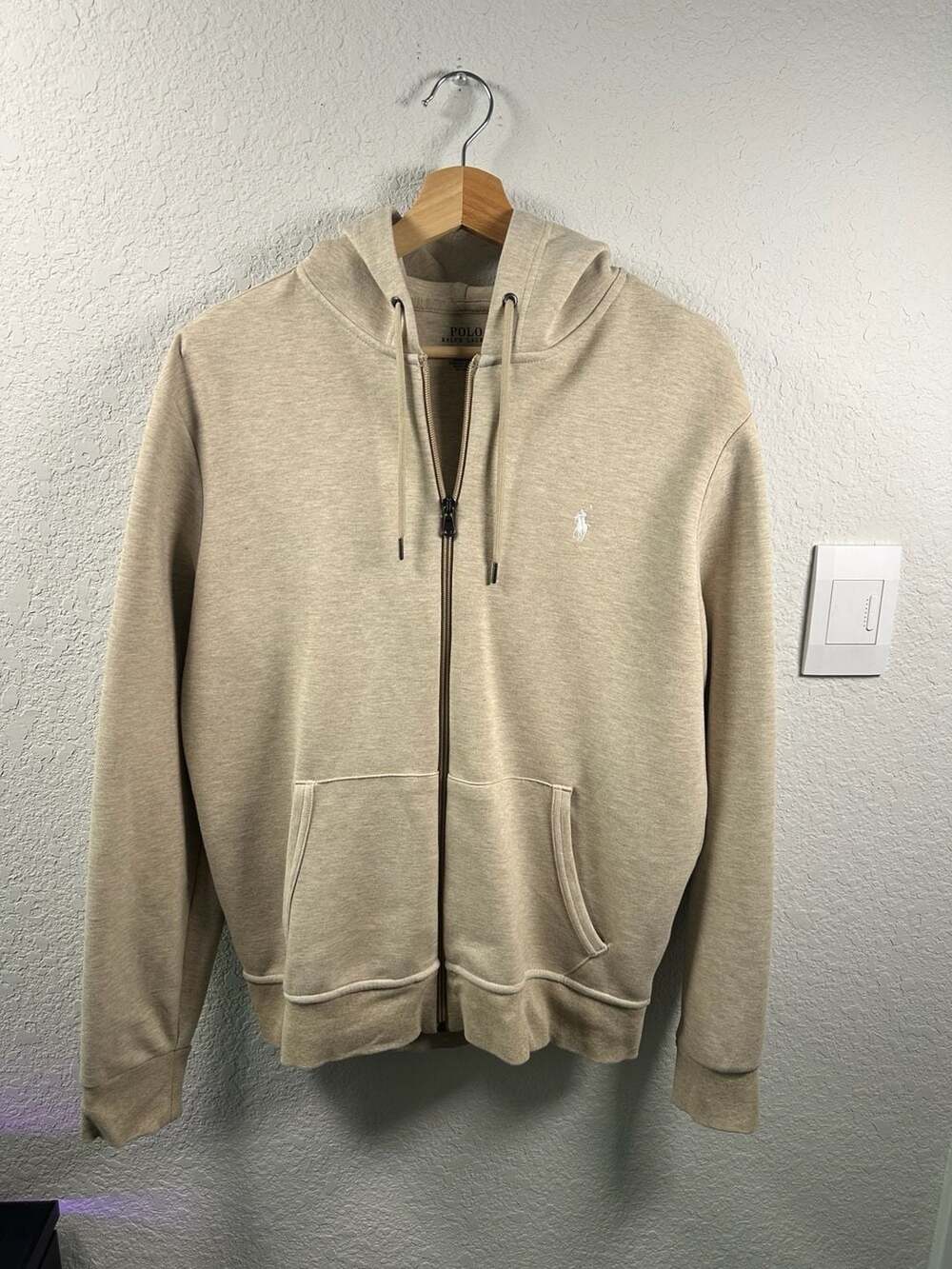 Men’s Polo Ralph Lauren Full-Zip Hoodie Size M Beige